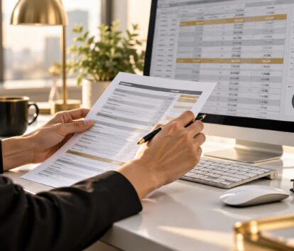 Concept image of a professional checking a paper form against structured digital records
